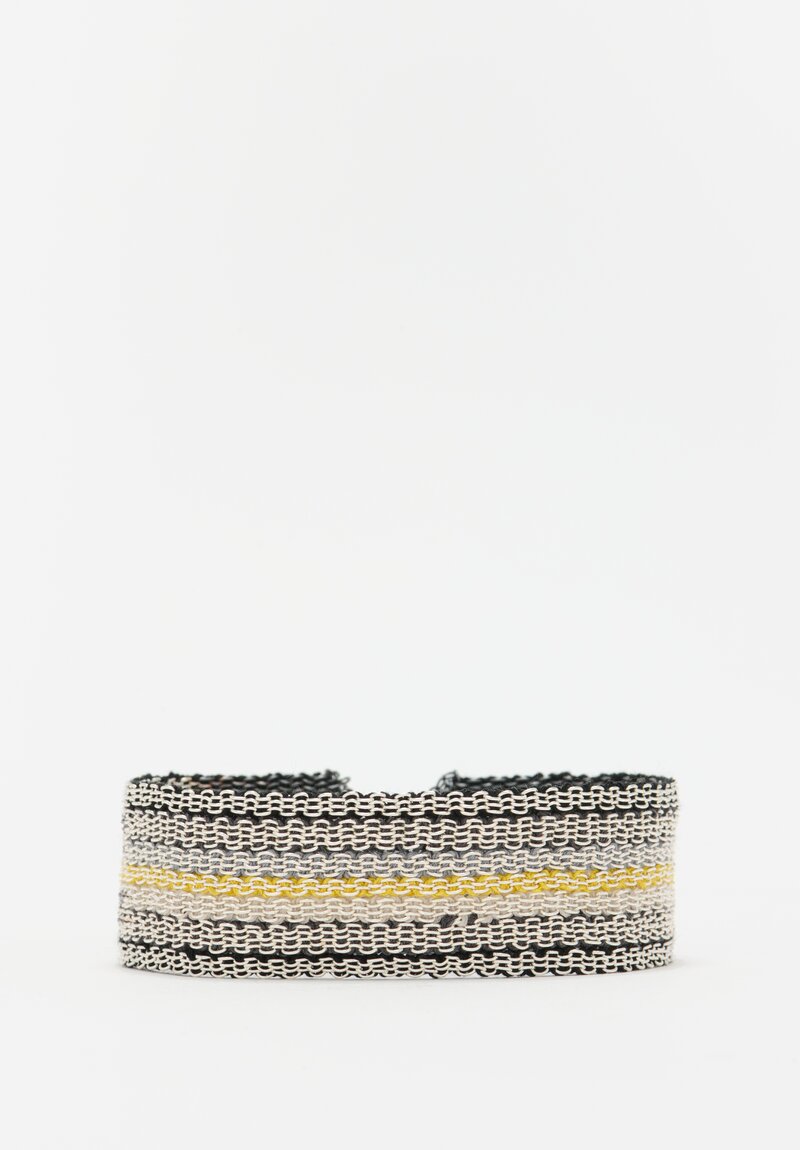 Stephanie Schneider 17 Handwoven Silver and Silk Bracelet	