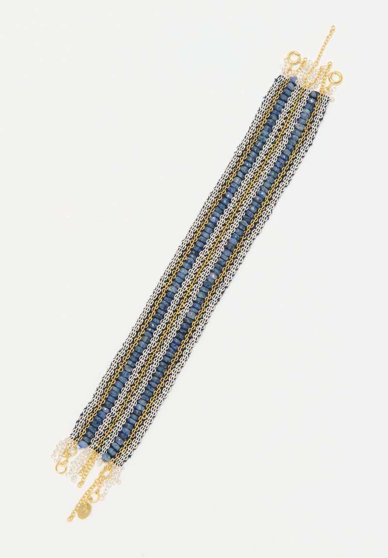 Stephanie Schneider 17 Handwoven Silver, Gold Plated, Silk and Sapphire Bracelet	