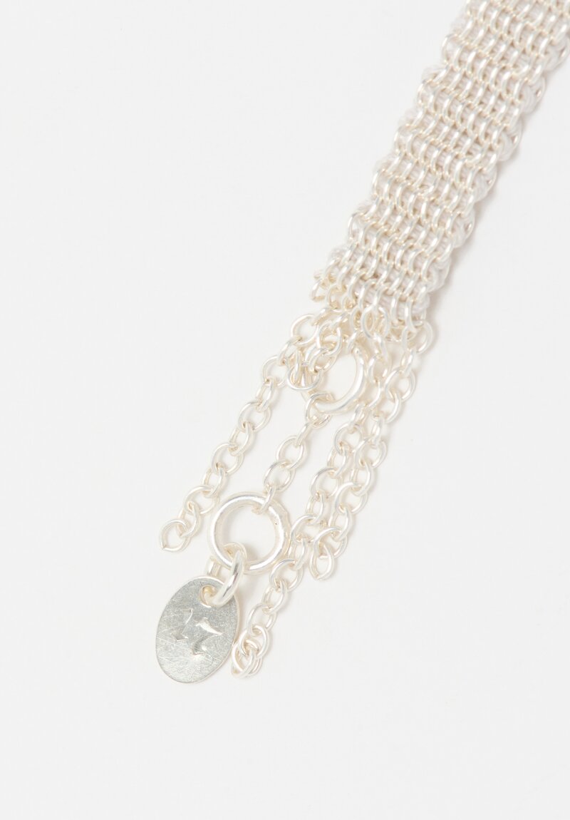 Stephanie Schneider 17 Handwoven Silver, Gold Plated and Silk Thin Bracelet	