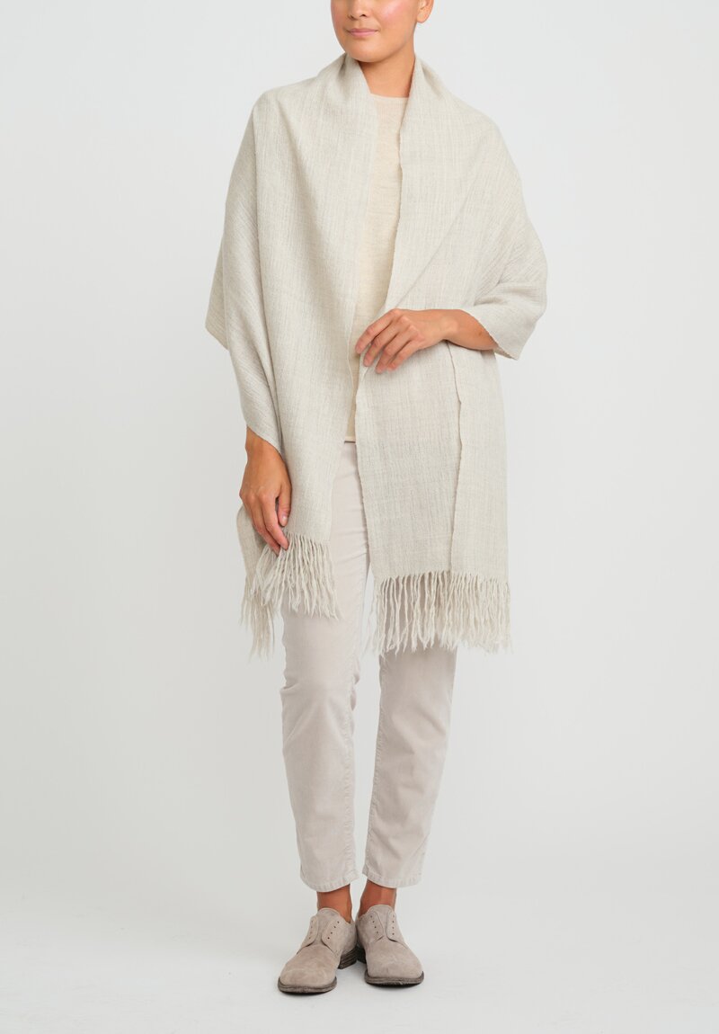 Lauren Manoogian Handwoven Wool and Baby Alpaca Fine Wrap Carrara Gray