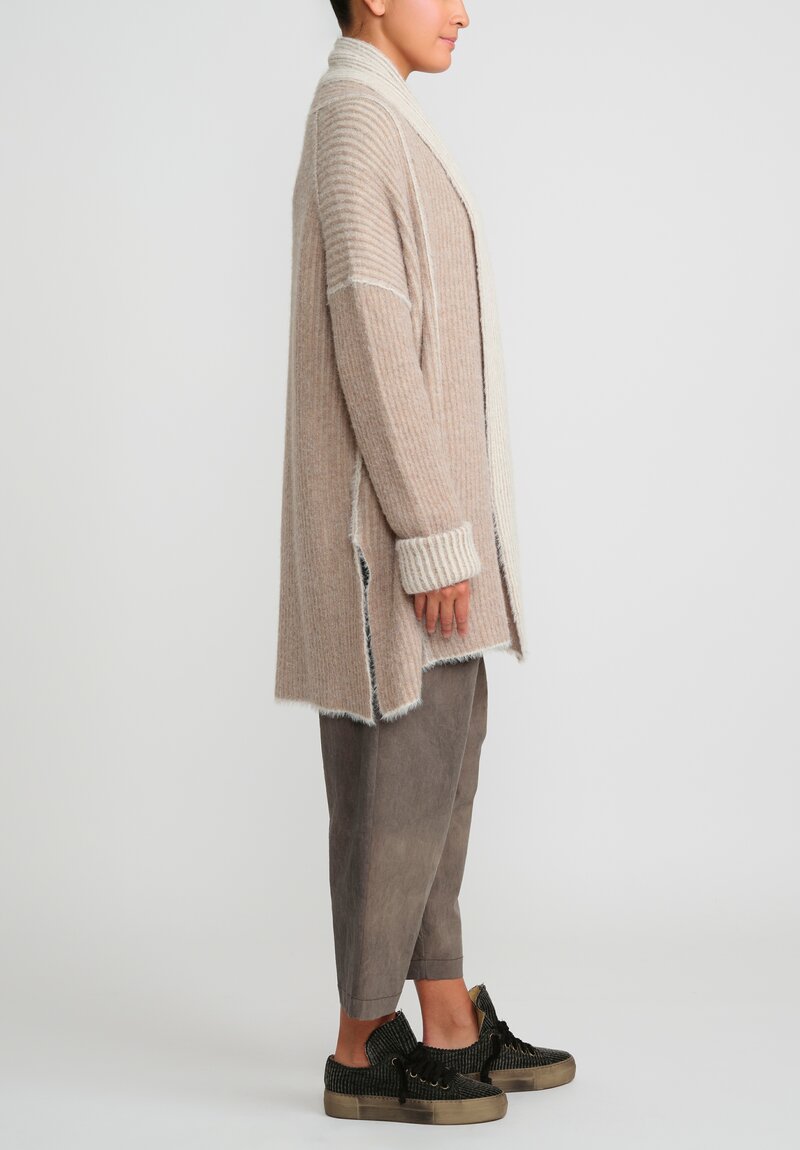 Uma Wang Shawl Collar Over Cardigan in Natural, White