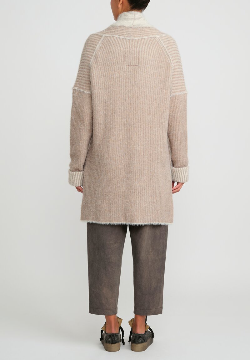 Uma Wang Shawl Collar Over Cardigan in Natural, White