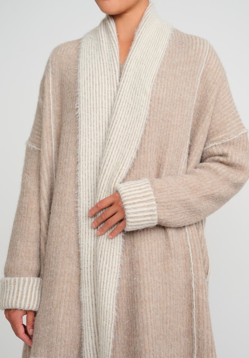 Uma Wang Shawl Collar Over Cardigan in Natural, White