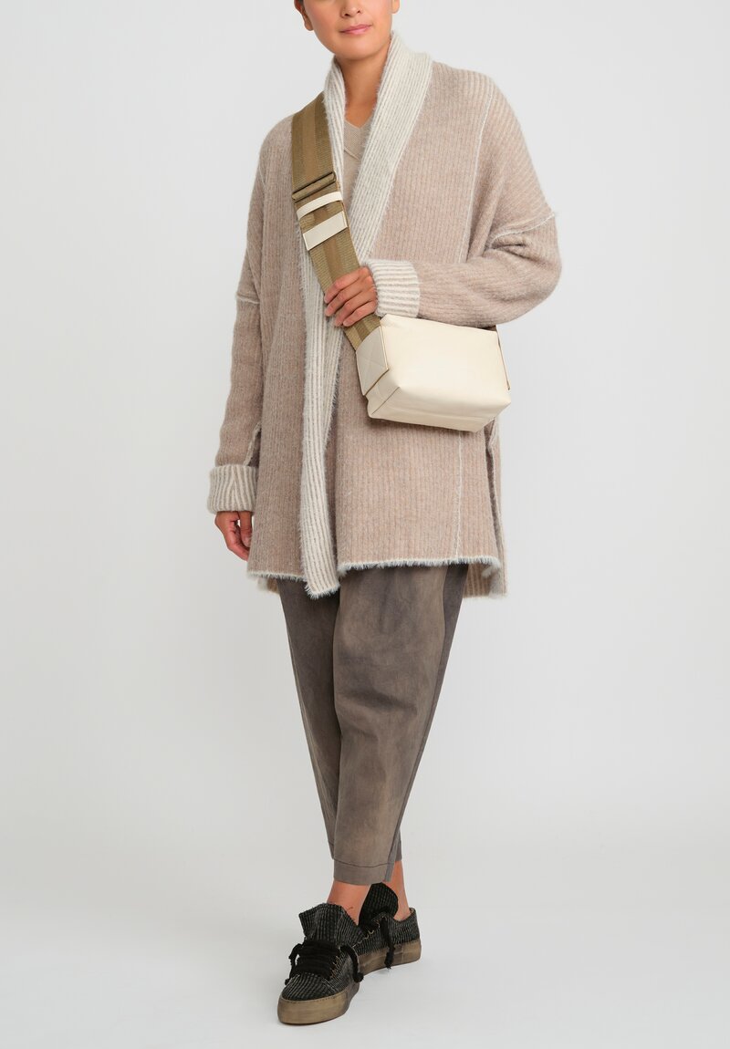 Uma Wang Shawl Collar Over Cardigan in Natural, White