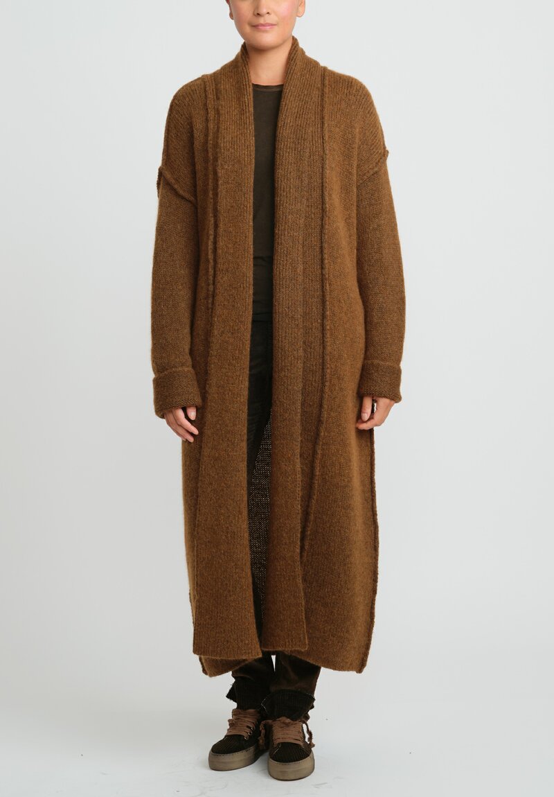 Uma Wang Oversized Long Cardigan in Mustard Brown