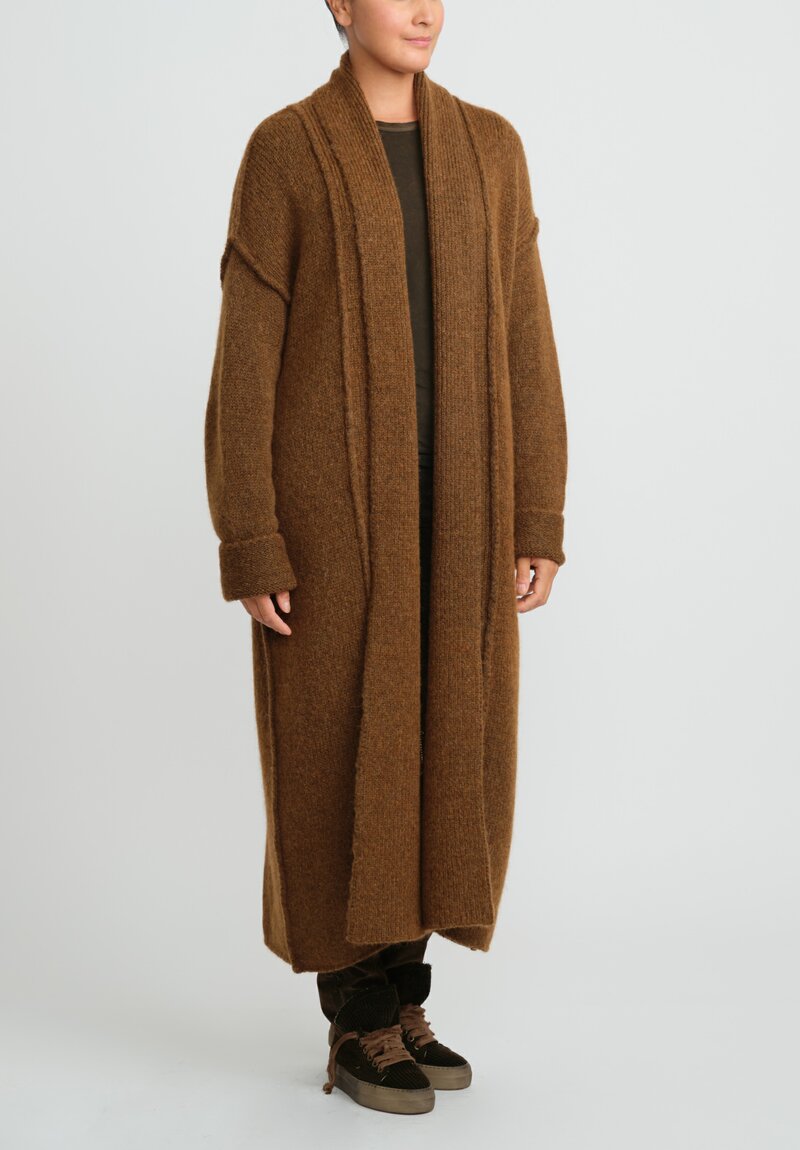 Uma Wang Oversized Long Cardigan in Mustard Brown