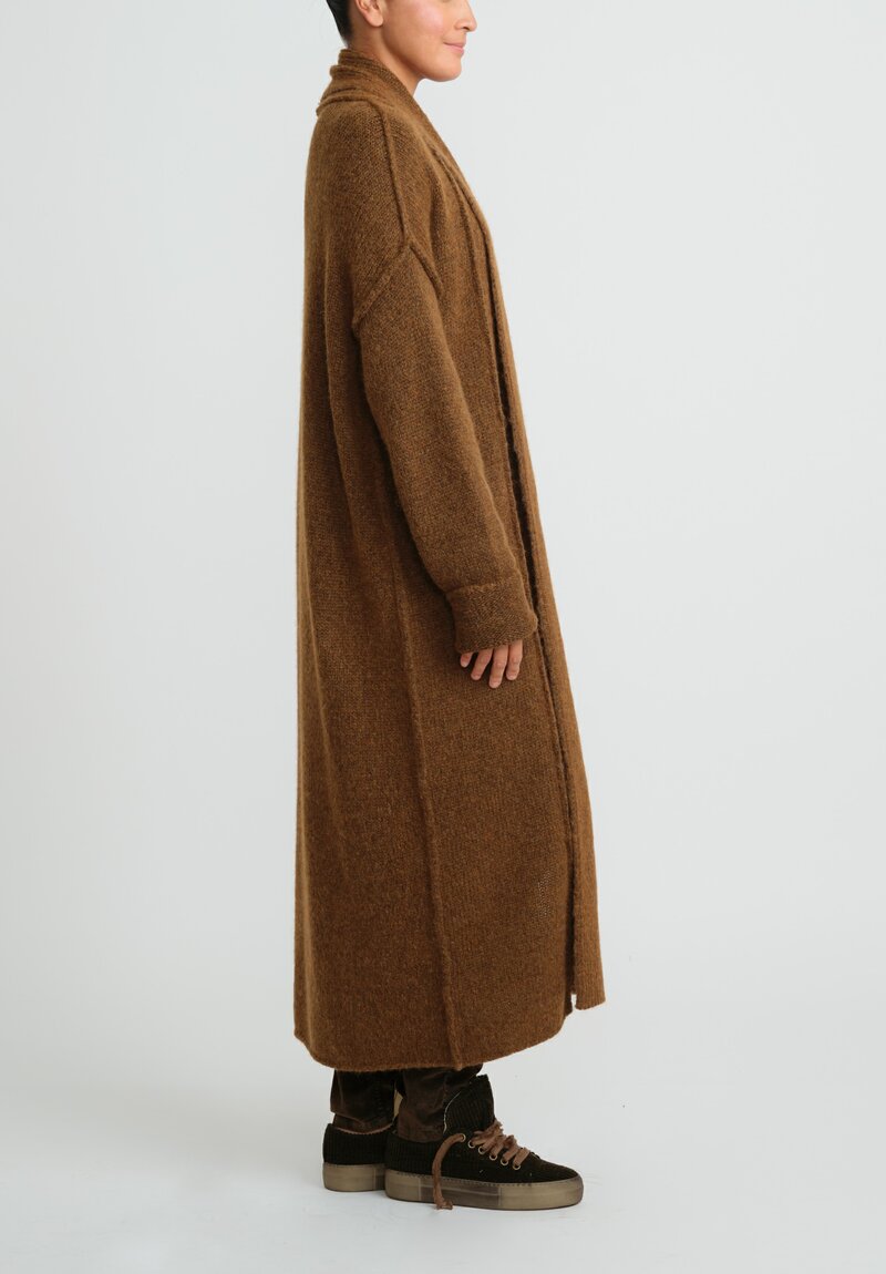 Uma Wang Oversized Long Cardigan in Mustard Brown