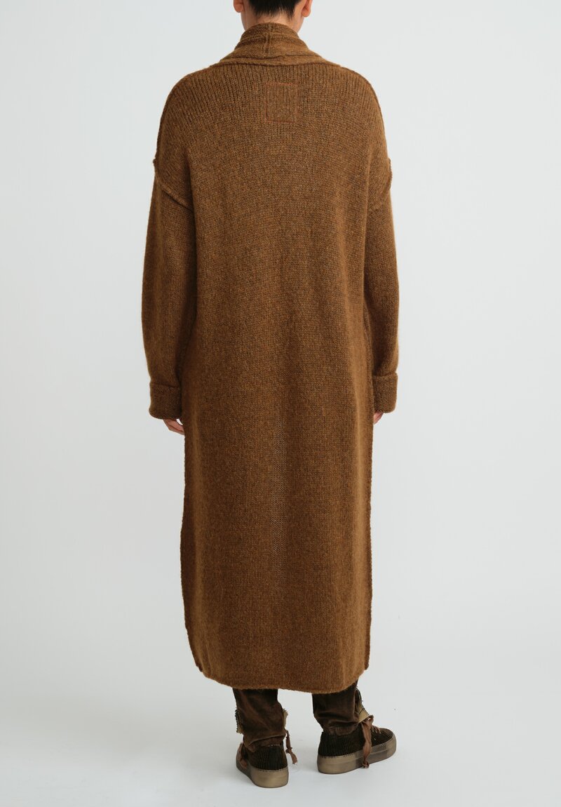 Uma Wang Oversized Long Cardigan in Mustard Brown