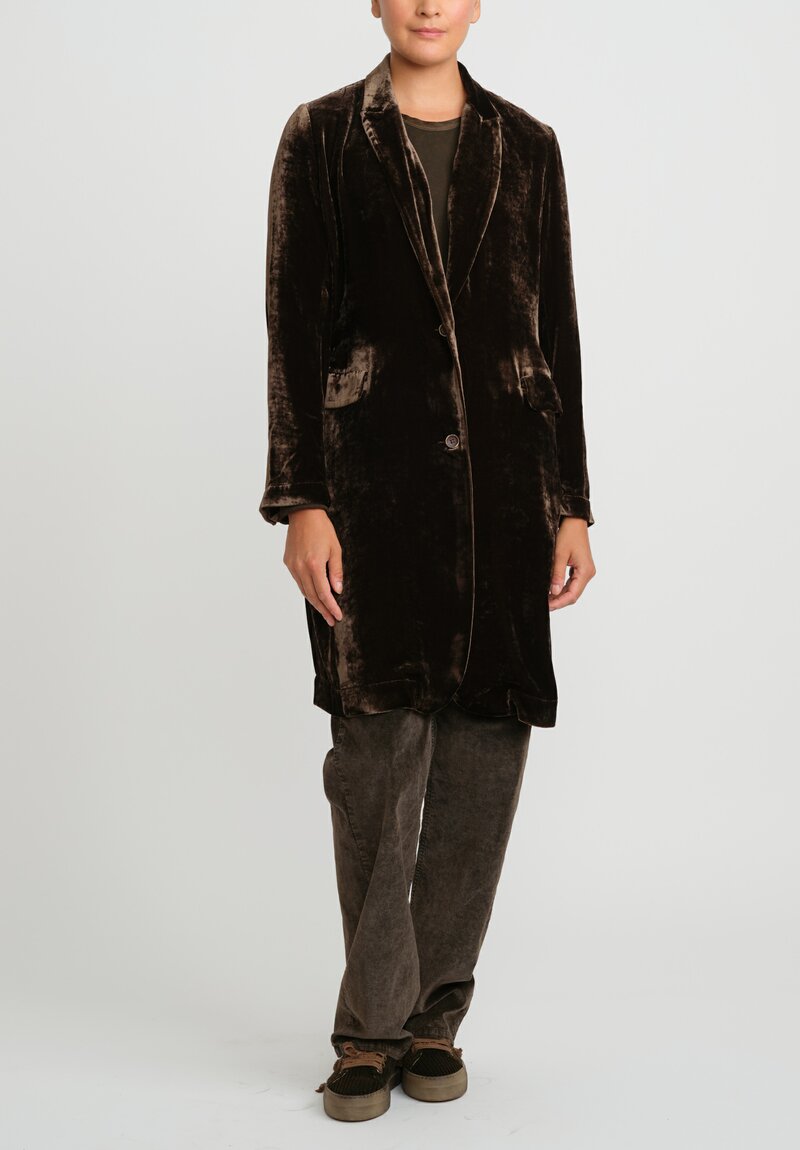 Uma Wang Stretch Velvet Katia Jacket in Dark Brown	