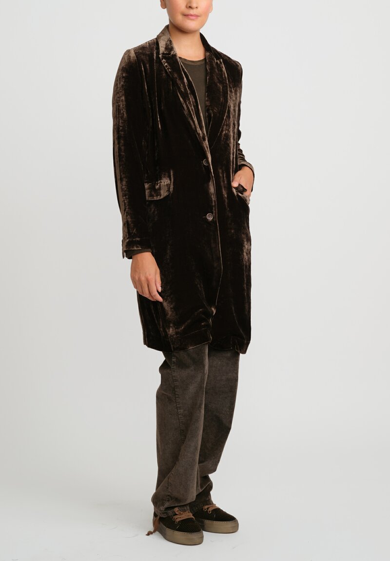 Uma Wang Stretch Velvet Katia Jacket in Dark Brown	
