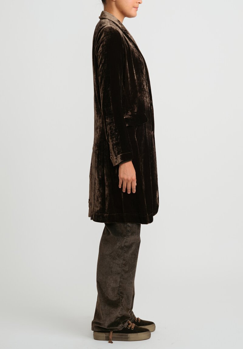 Uma Wang Stretch Velvet Katia Jacket in Dark Brown	