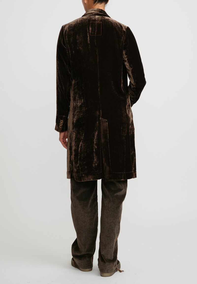 Uma Wang Stretch Velvet Katia Jacket in Dark Brown	