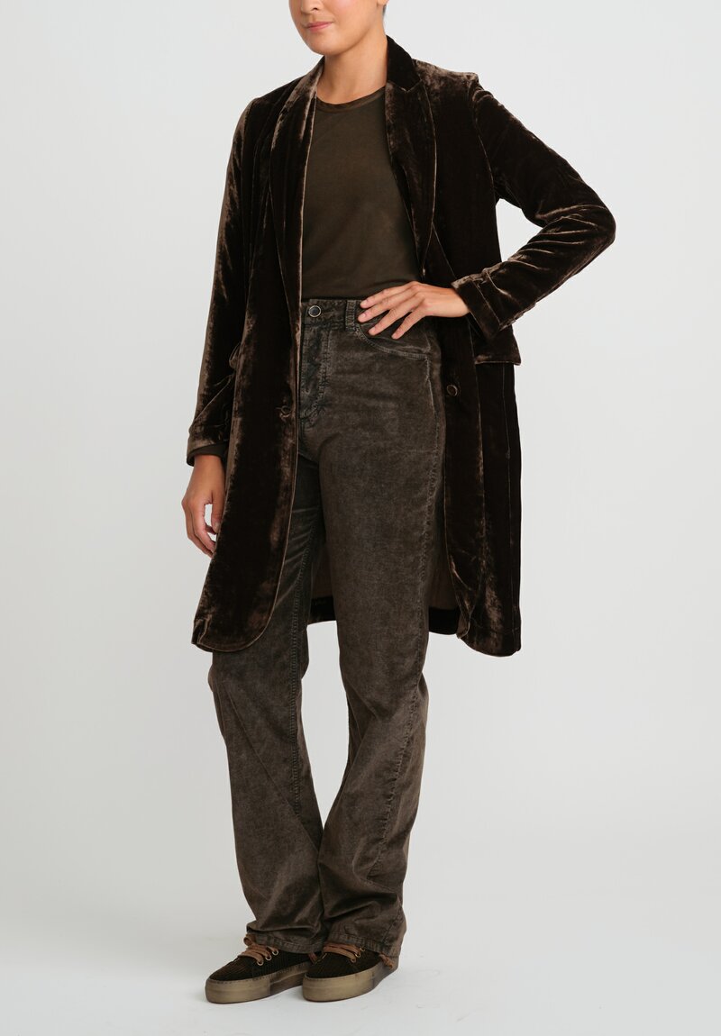 Uma Wang Stretch Velvet Katia Jacket in Dark Brown	
