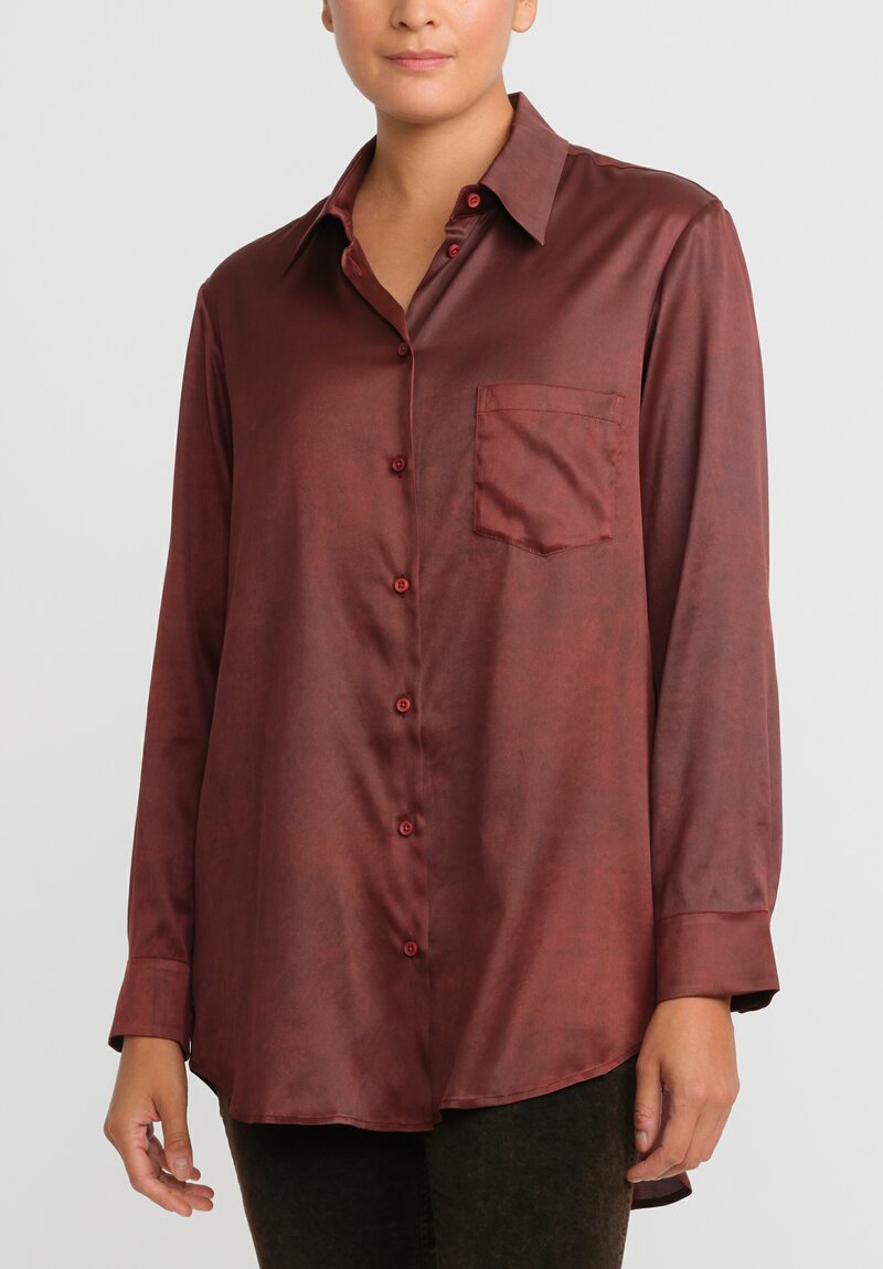Uma Wang Silk Evaristo Tavella Shirt in Dark Red	