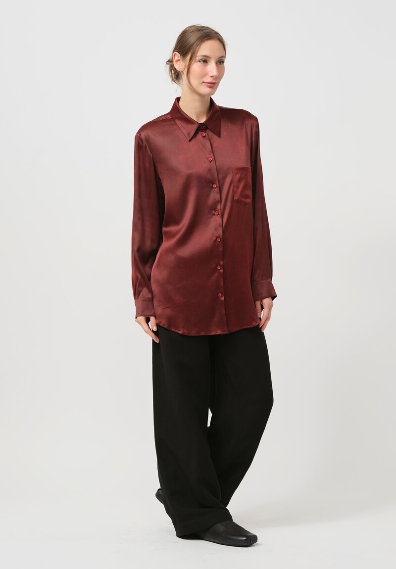 Uma Wang Silk Evaristo Tavella Shirt in Dark Red	