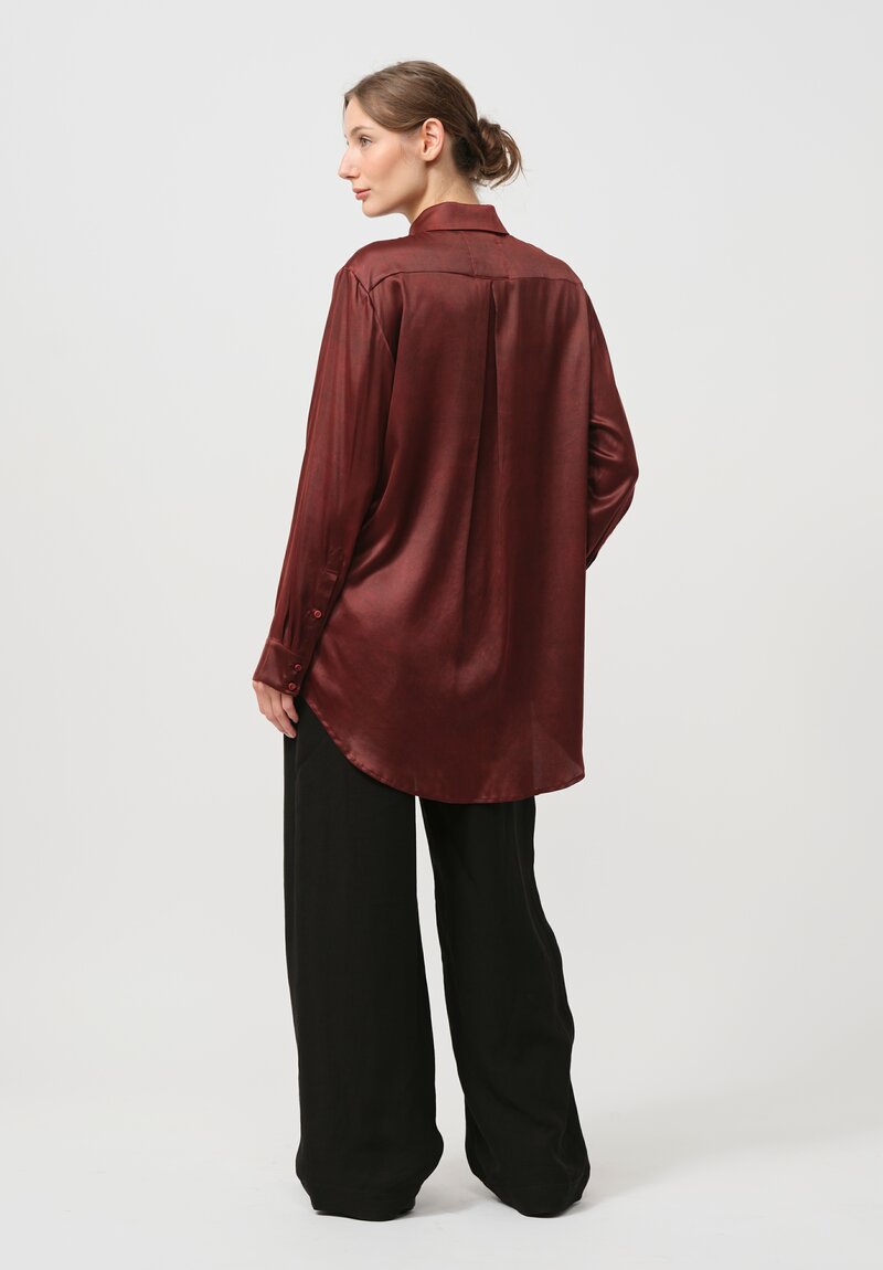 Uma Wang Silk Evaristo Tavella Shirt in Dark Red	