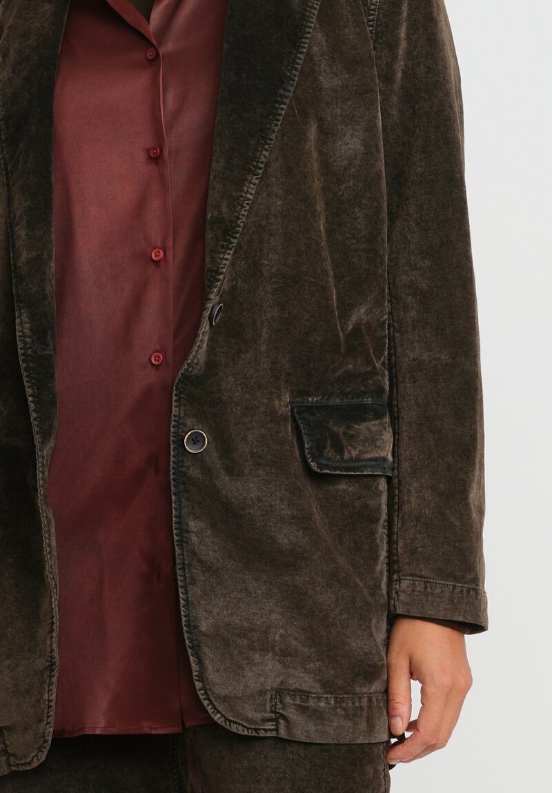 Uma Wang Stretch Cotton Velvet Jane Jacket in Brown | Santa Fe Dry