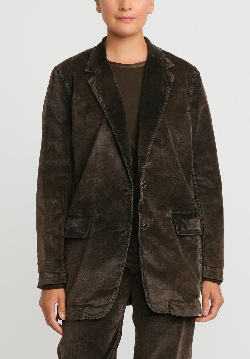 Uma Wang Stretch Cotton Velvet Jane Jacket in Brown	