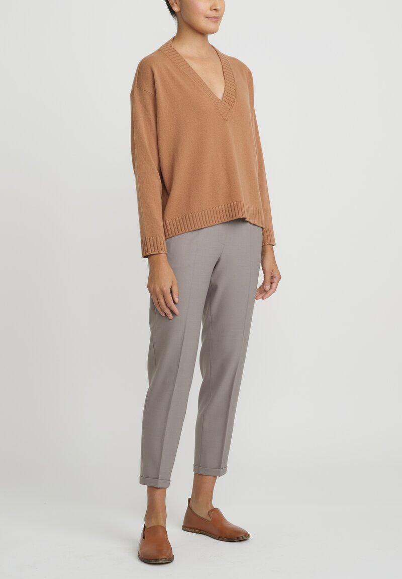 Antonelli Virgin Wool Gaeta V Neck Sweater in Tan	
