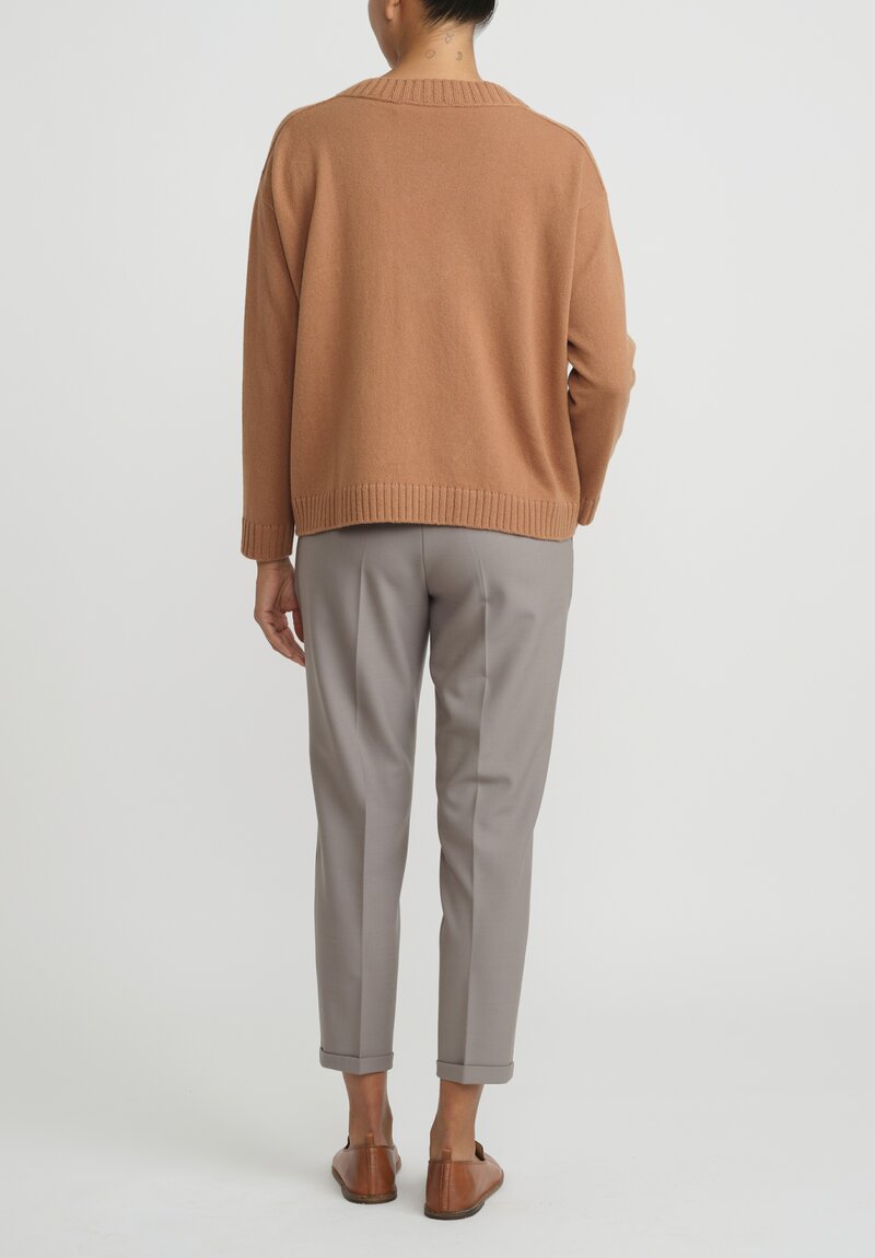 Antonelli Virgin Wool Gaeta V Neck Sweater in Tan	