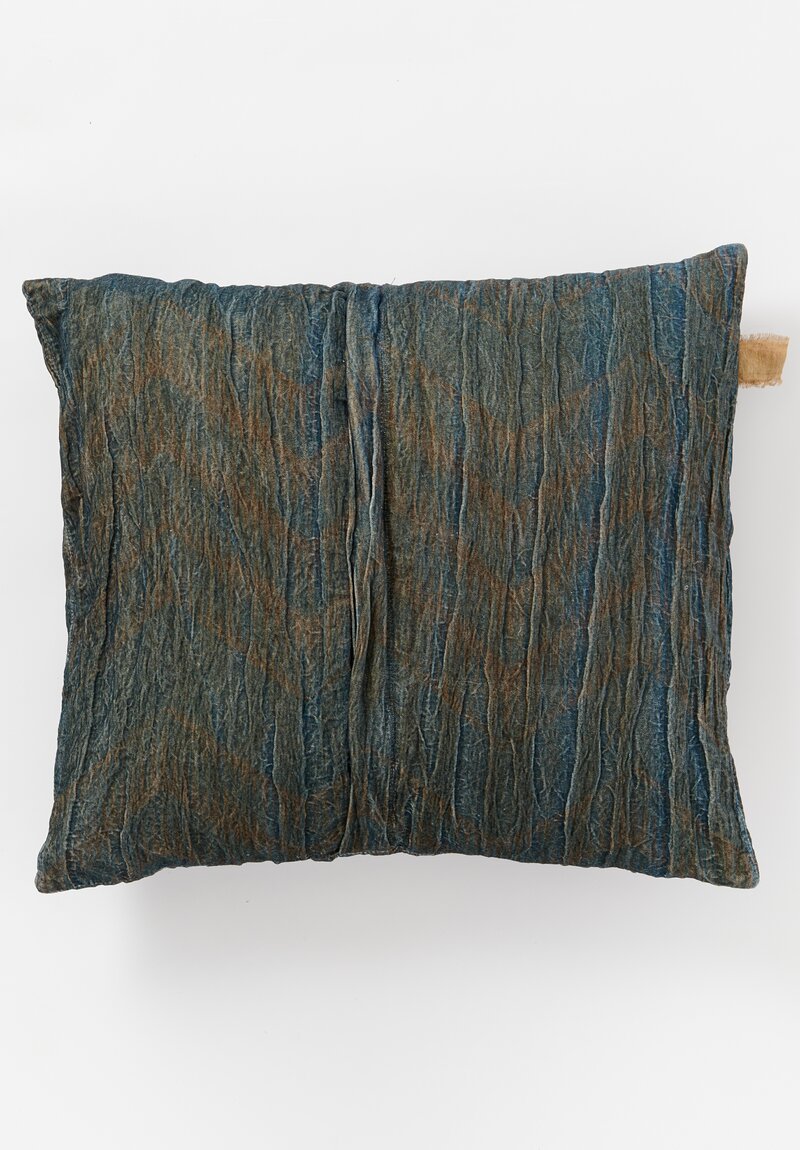 The House of Lyria Cotton and Metallic Velvet Turricula Pillow in Blue, Brown