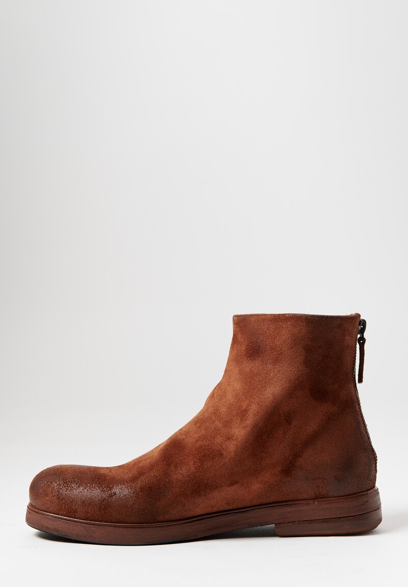 Marsell Leather Zucca Zepa Ankle Boots in Basalto Brown