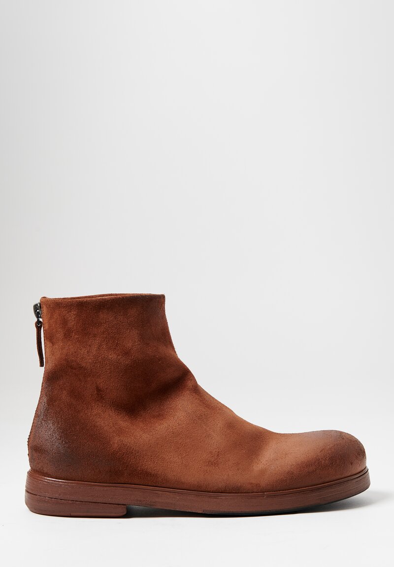 Marsell Leather Zucca Zepa Ankle Boots in Basalto Brown