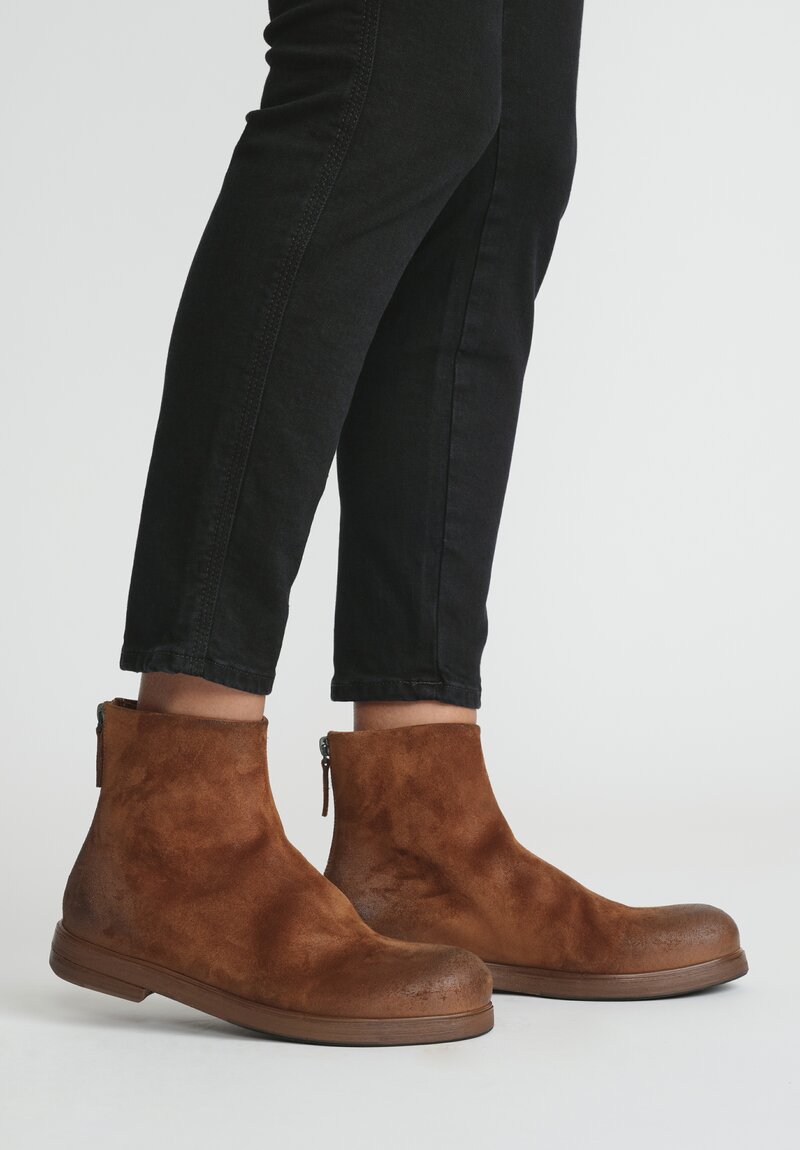 Marsell Leather Zucca Zepa Ankle Boots in Basalto Brown