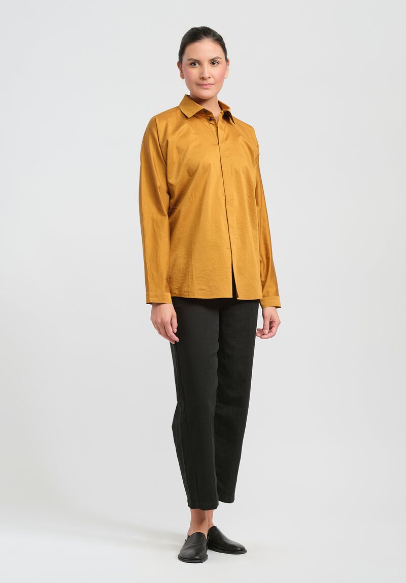 Jan-Jan Van Essche Cotton & Silk Chambray Shirt in Gold	