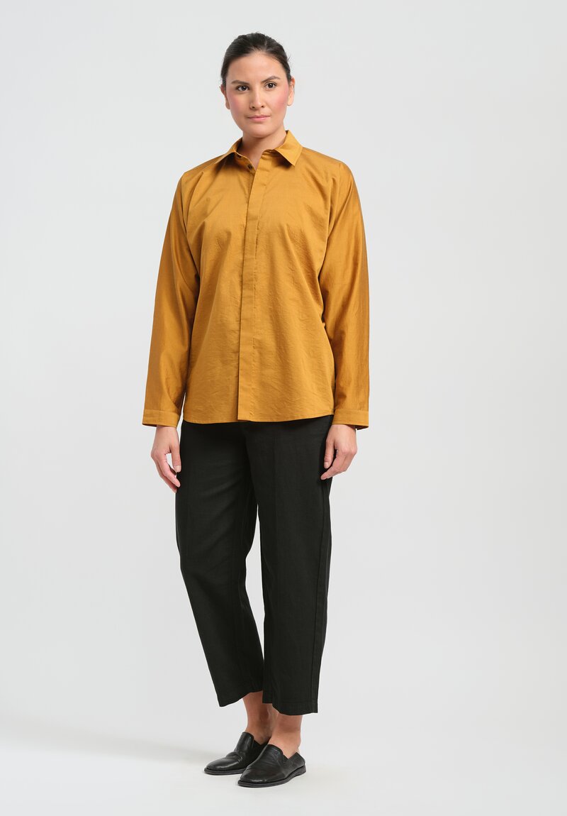 Jan-Jan Van Essche Cotton & Silk Chambray Shirt in Gold	