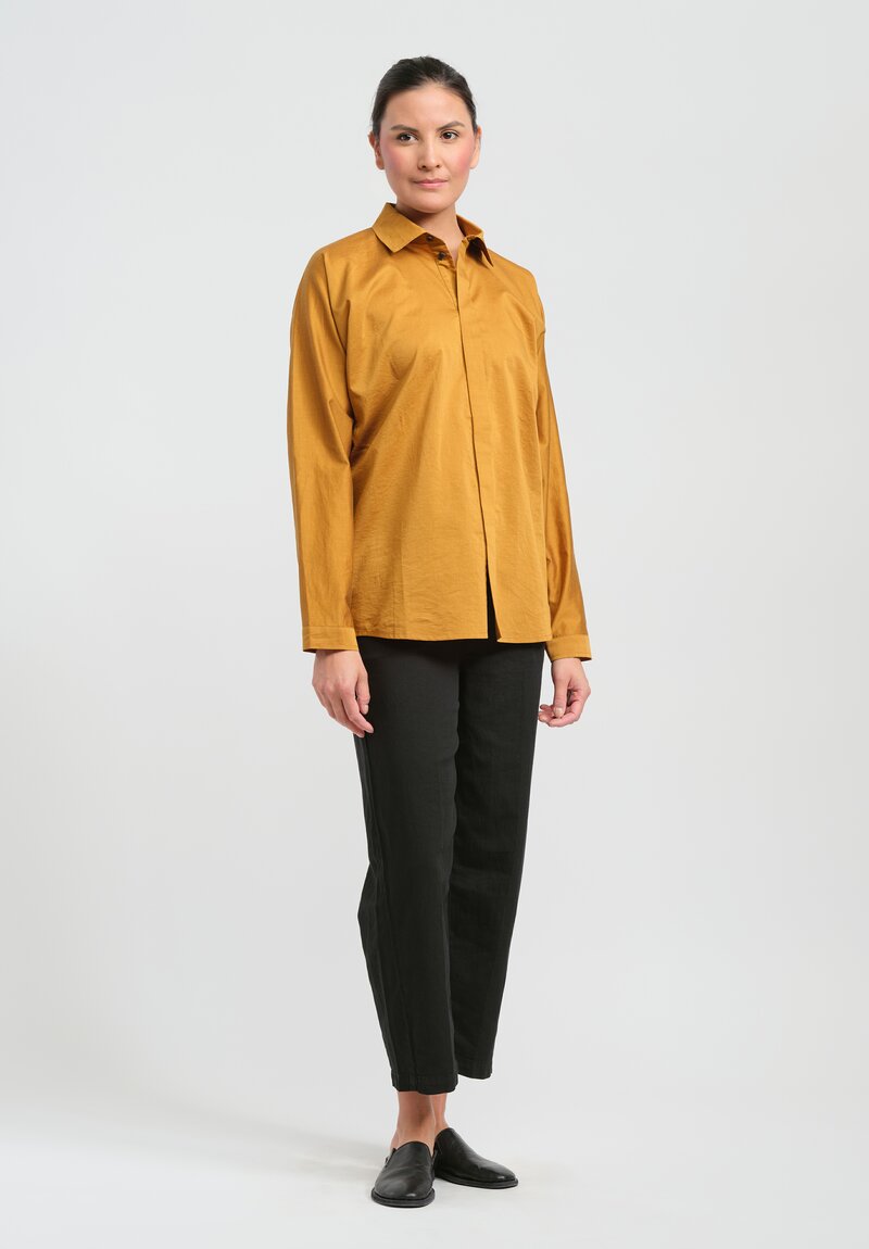 Jan-Jan Van Essche Cotton & Silk Chambray Shirt in Gold	