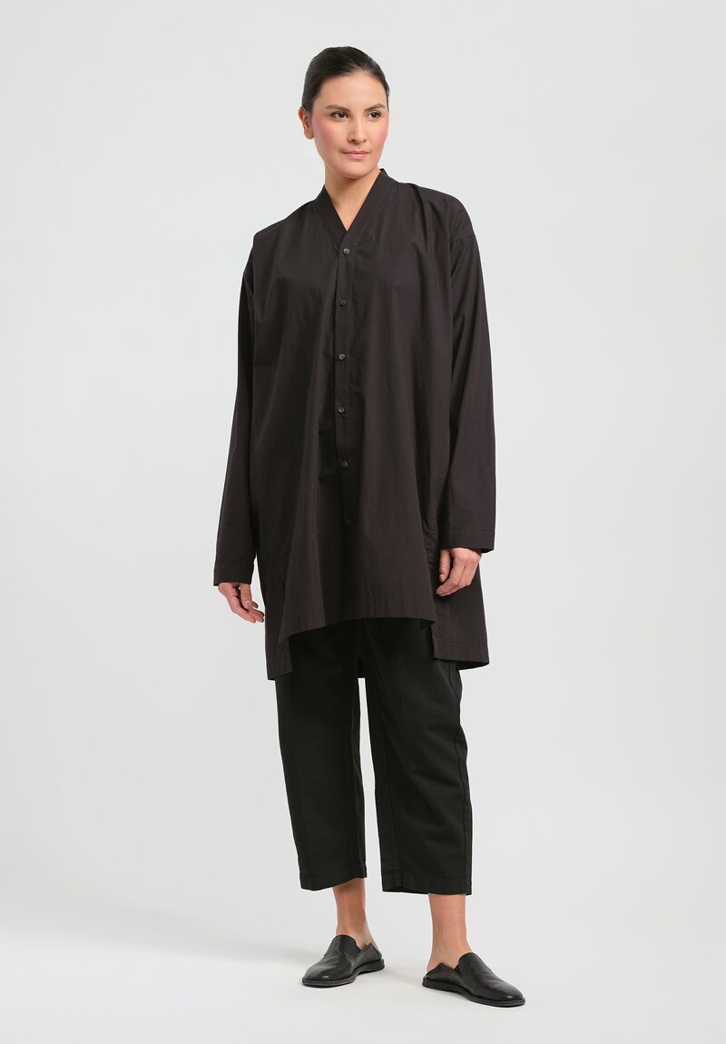 Jan-Jan Van Essche Organic Cotton & Hemp Long Shirt in Black	