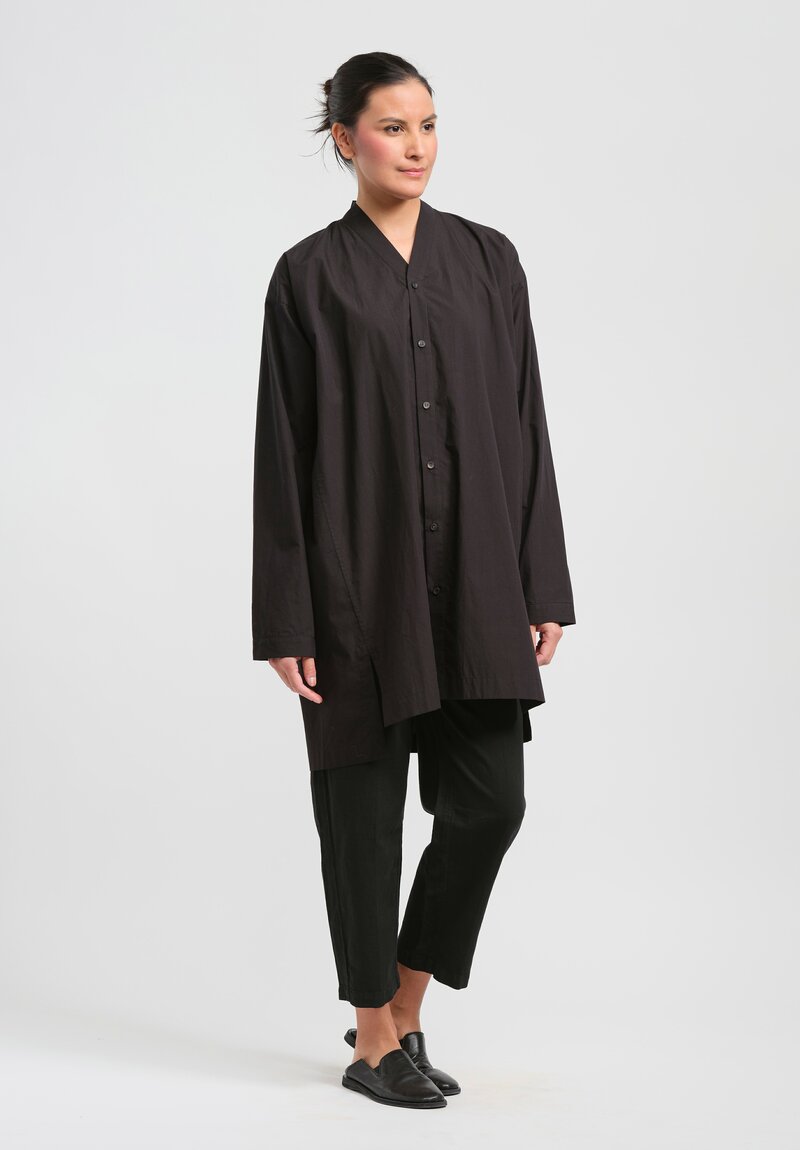 Jan-Jan Van Essche Organic Cotton & Hemp Long Shirt in Black	