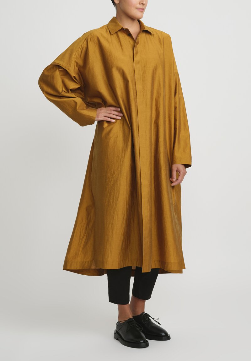 Jan Jan Van Essche Cotton & Silk Long, Loose Shirt	in Gold