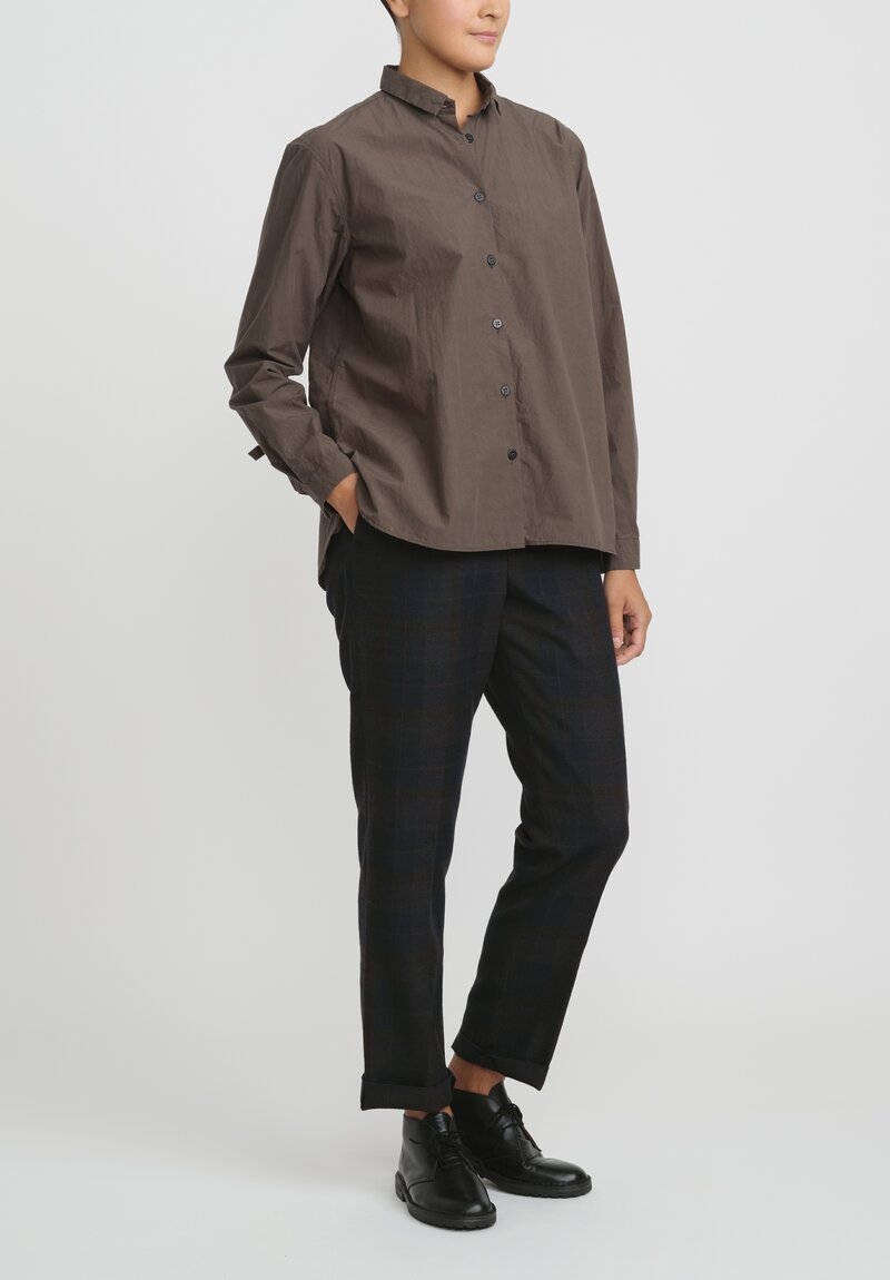 Bergfabel Cotton Loose Tyrol Shirt in Wood Brown
