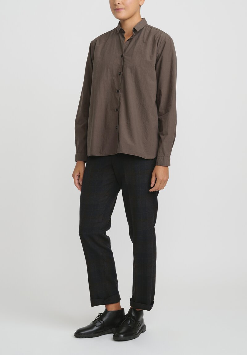 Bergfabel Cotton Loose Tyrol Shirt in Wood Brown