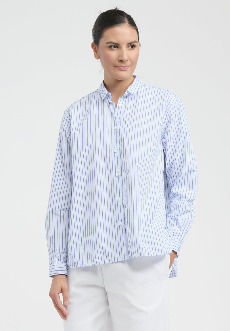 Bergfabel Cotton Loose Tyrol Shirt in Blue Stripe	