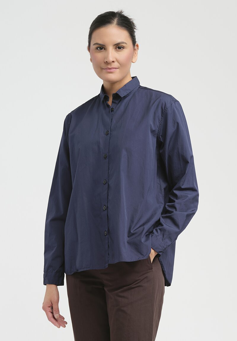 Bergfabel Cotton Loose Tyrol Shirt in Marine Blue	