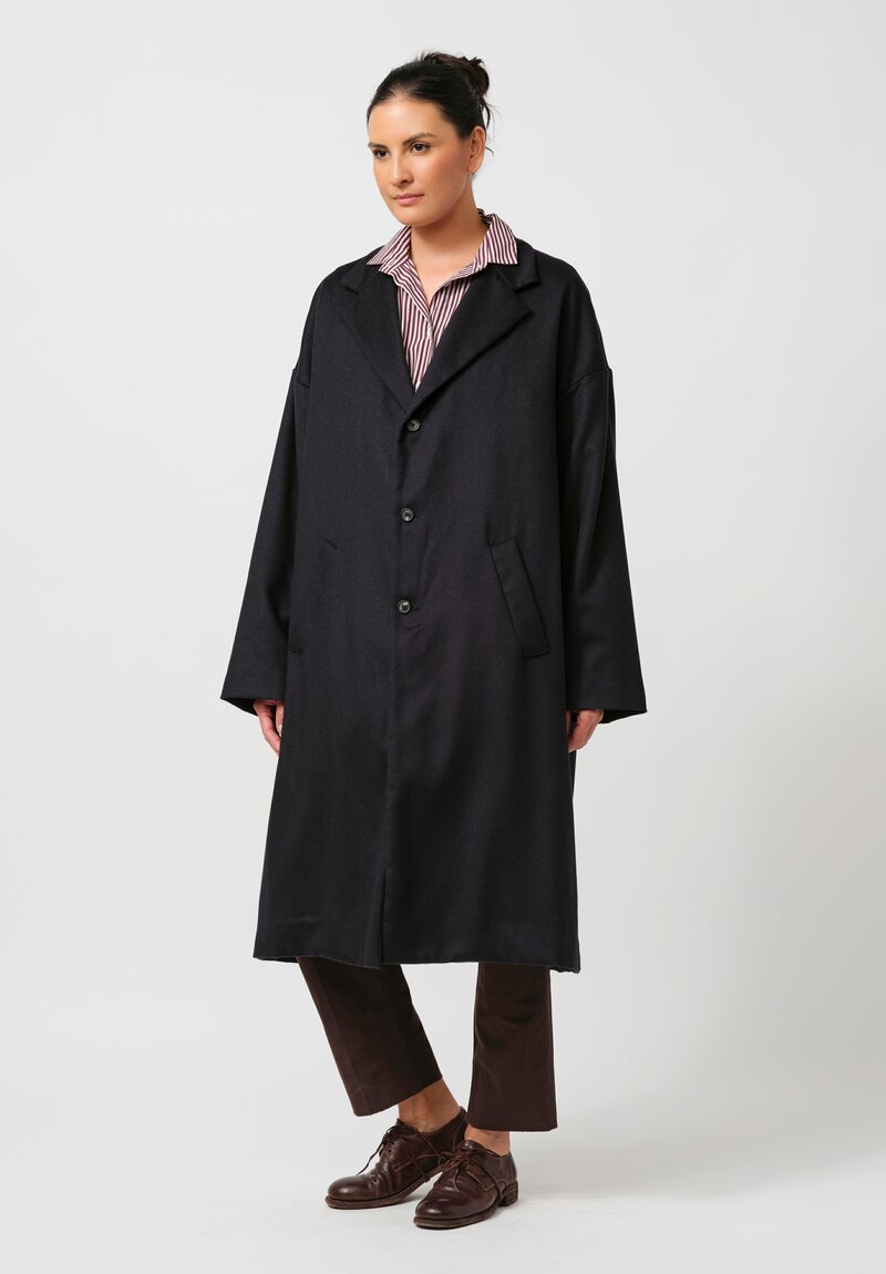 Bergfabel Wool Oversized Moon Coat in Navy Blue	