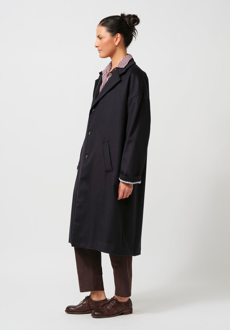 Bergfabel Wool Oversized Moon Coat in Navy Blue	