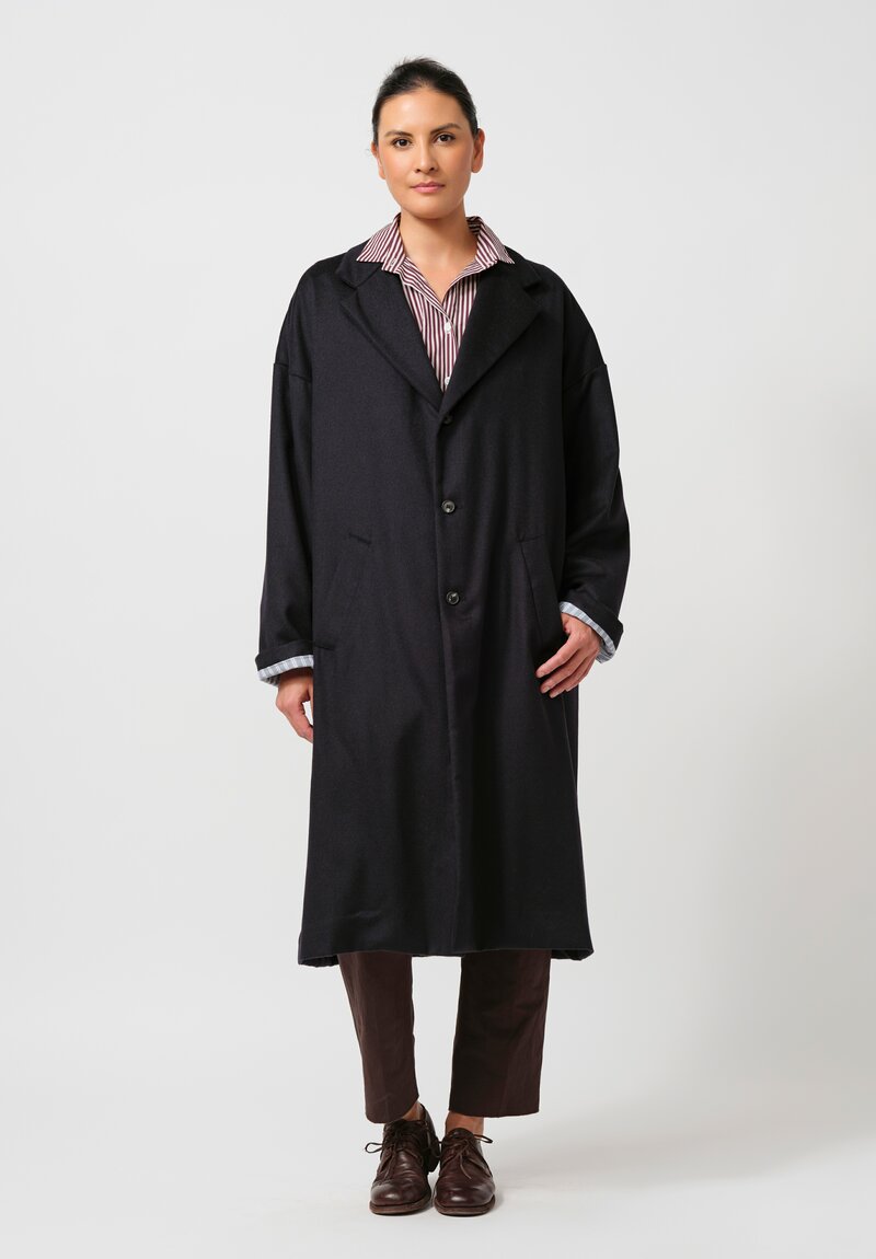 Bergfabel Wool Oversized Moon Coat in Navy Blue	