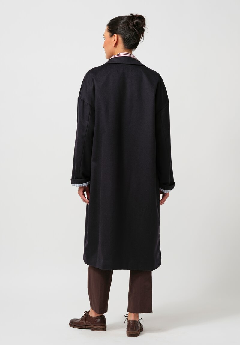 Bergfabel Wool Oversized Moon Coat in Navy Blue	