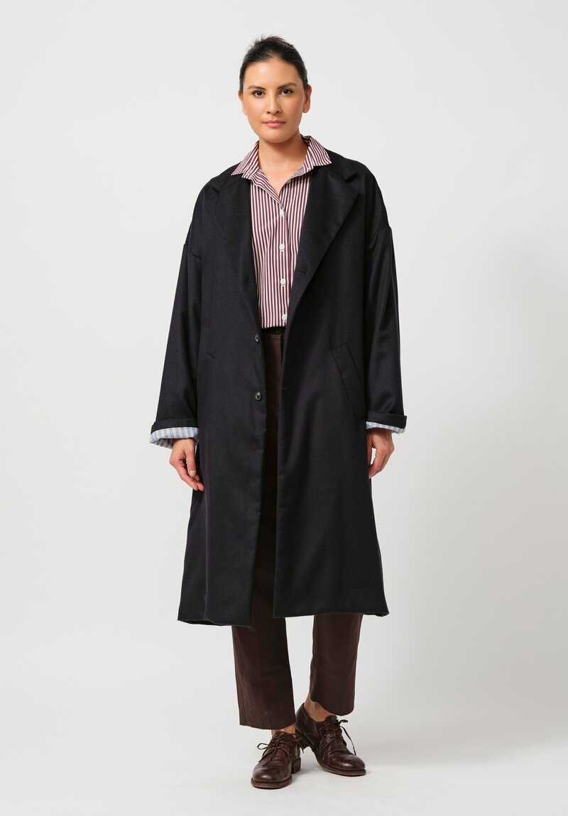 Bergfabel Wool Oversized Moon Coat in Navy Blue	