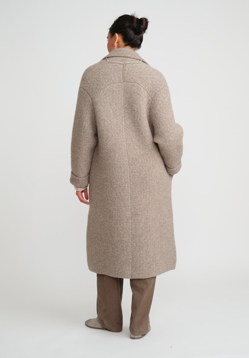 Boboutic Felted, Knit Double Breasted Coat in Natural Brown Melange