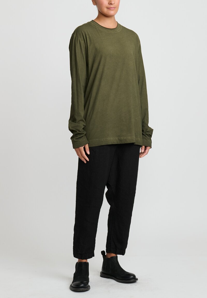Rundholz Dip Roll Neck Long Sleeve T-Shirt in Olive Cloud Green