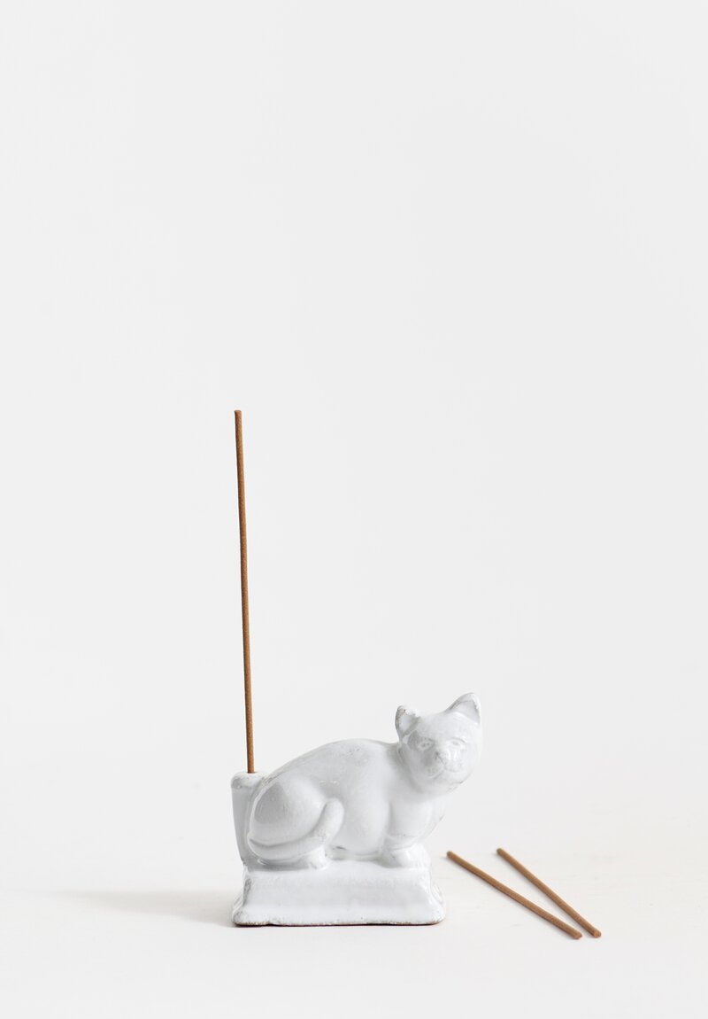 Astier de Villatte Minou Cat Incense Holder in White	