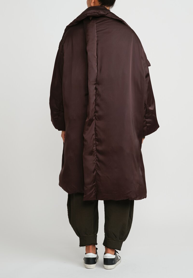 Rundholz Oversized Asymmetric Puffer Coat in Espresso Brown