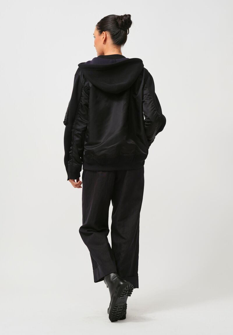 Sacai Sponge Sweater Hoodie in Black	