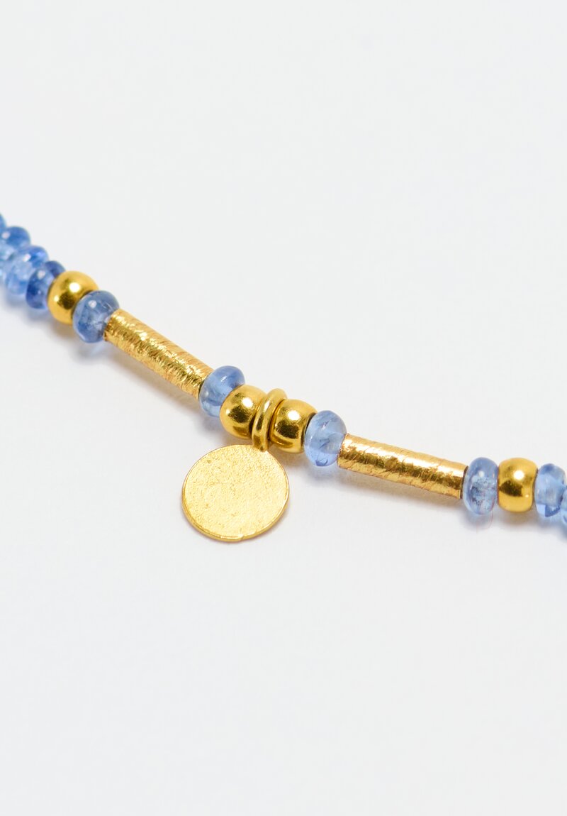 Greig Porter 18K Gold Disk & Blue Sapphire Necklace