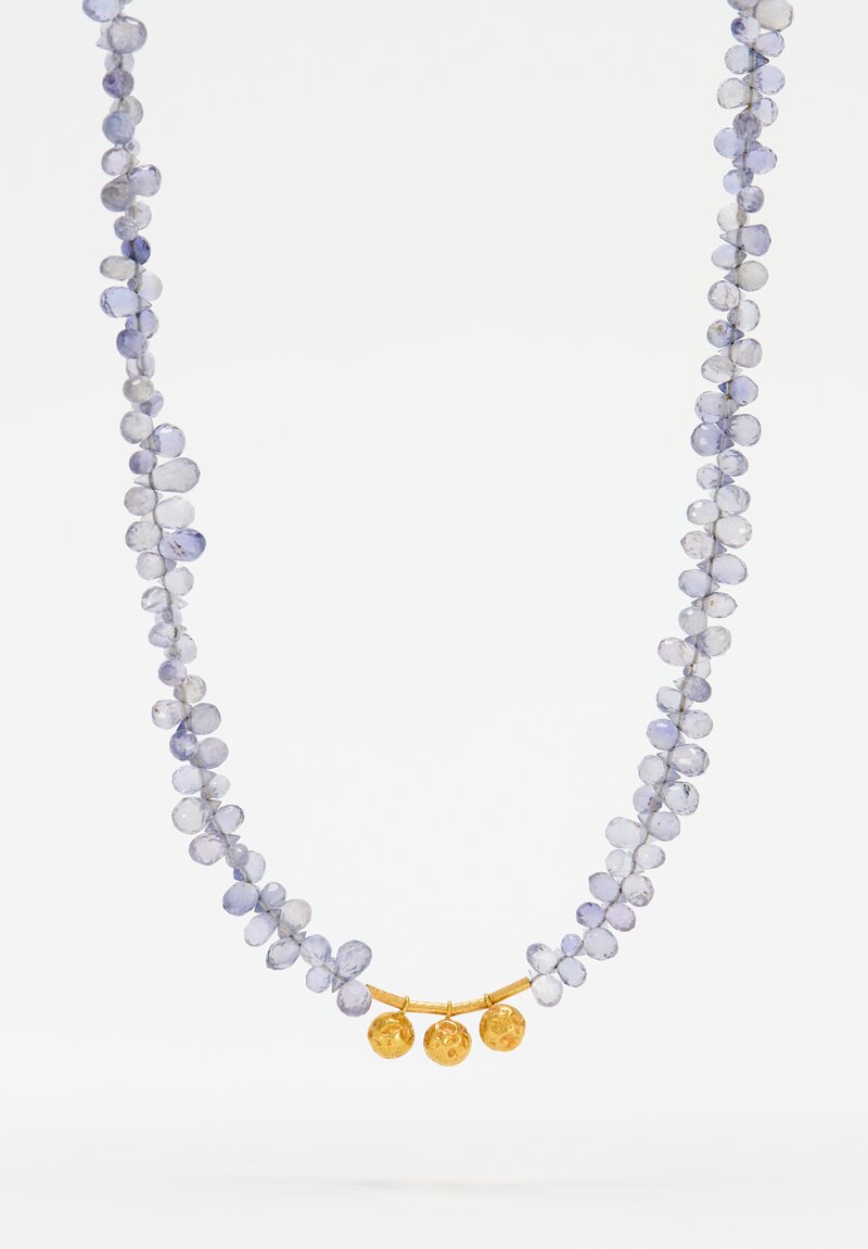 Greig Porter 18K Hammered Gold Bead & Iolite Necklace